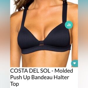 Costa Del Sol - Molded Push Up Bandeau Bathing suit Halter Top